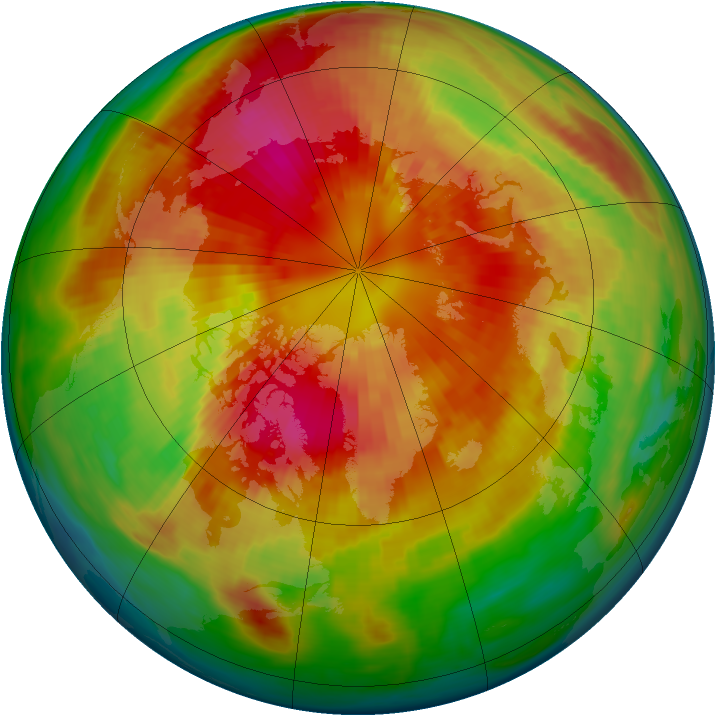 Arctic ozone map for 13 March 1985